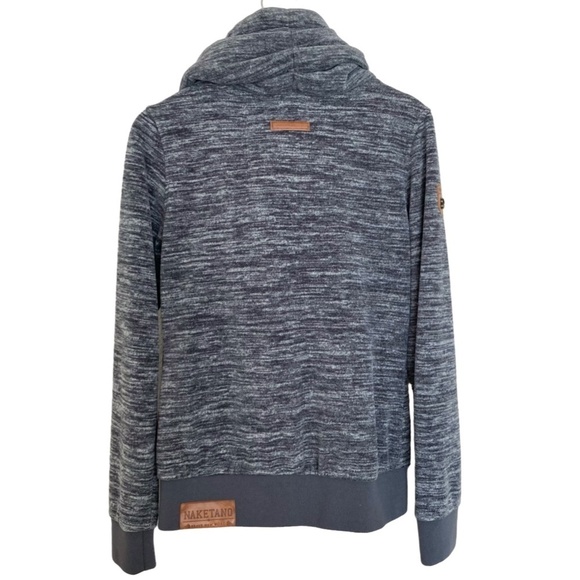 NAKETANO Juberagend II Asymmetrical Zip Plush Fleece Funnel Cowl Neck Jacket - Picture 10 of 14